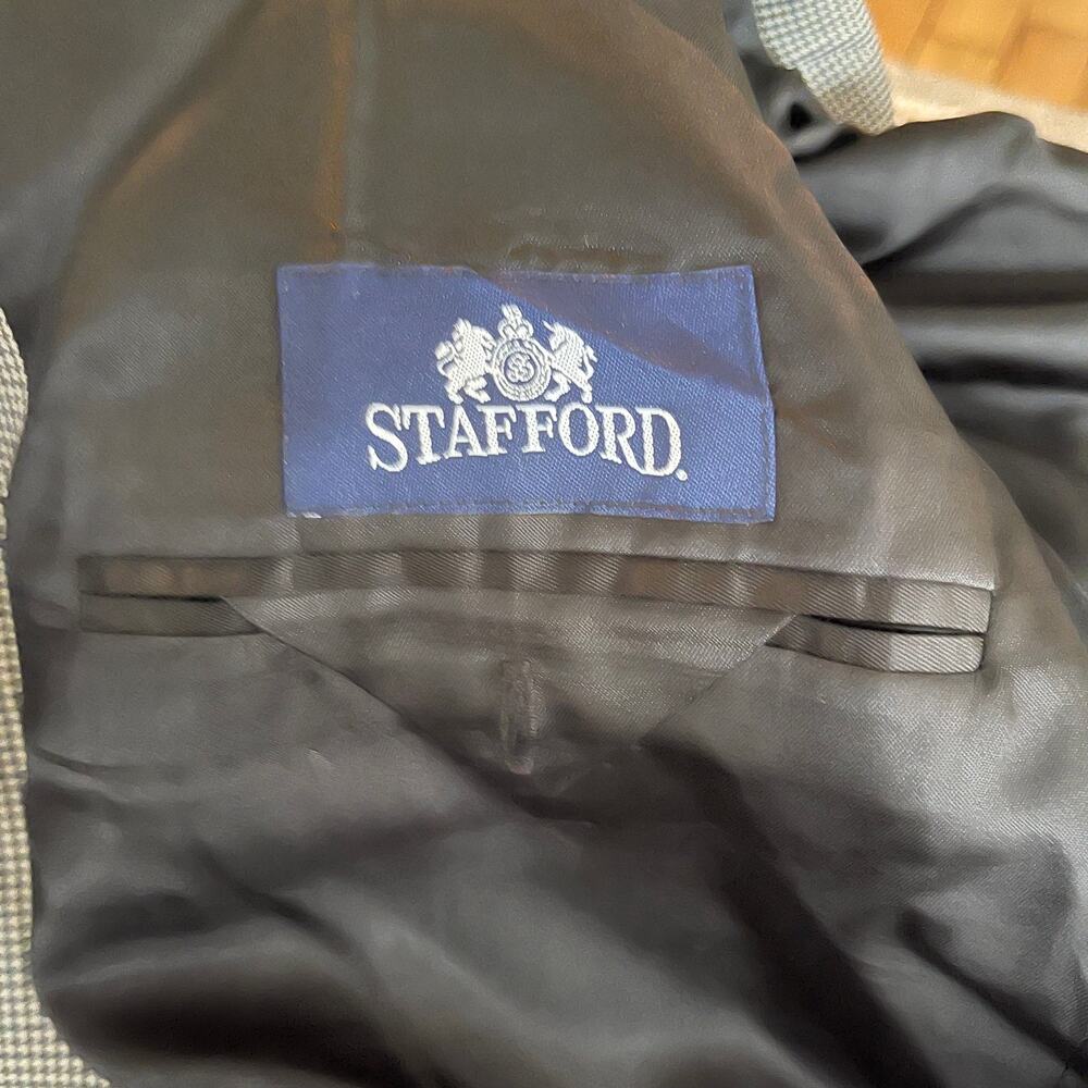 Stafford Vintage Men’s Houndstooth Suit Blazer Jacket Size 48R Wool Blend Pocket - Picture 9 of 11